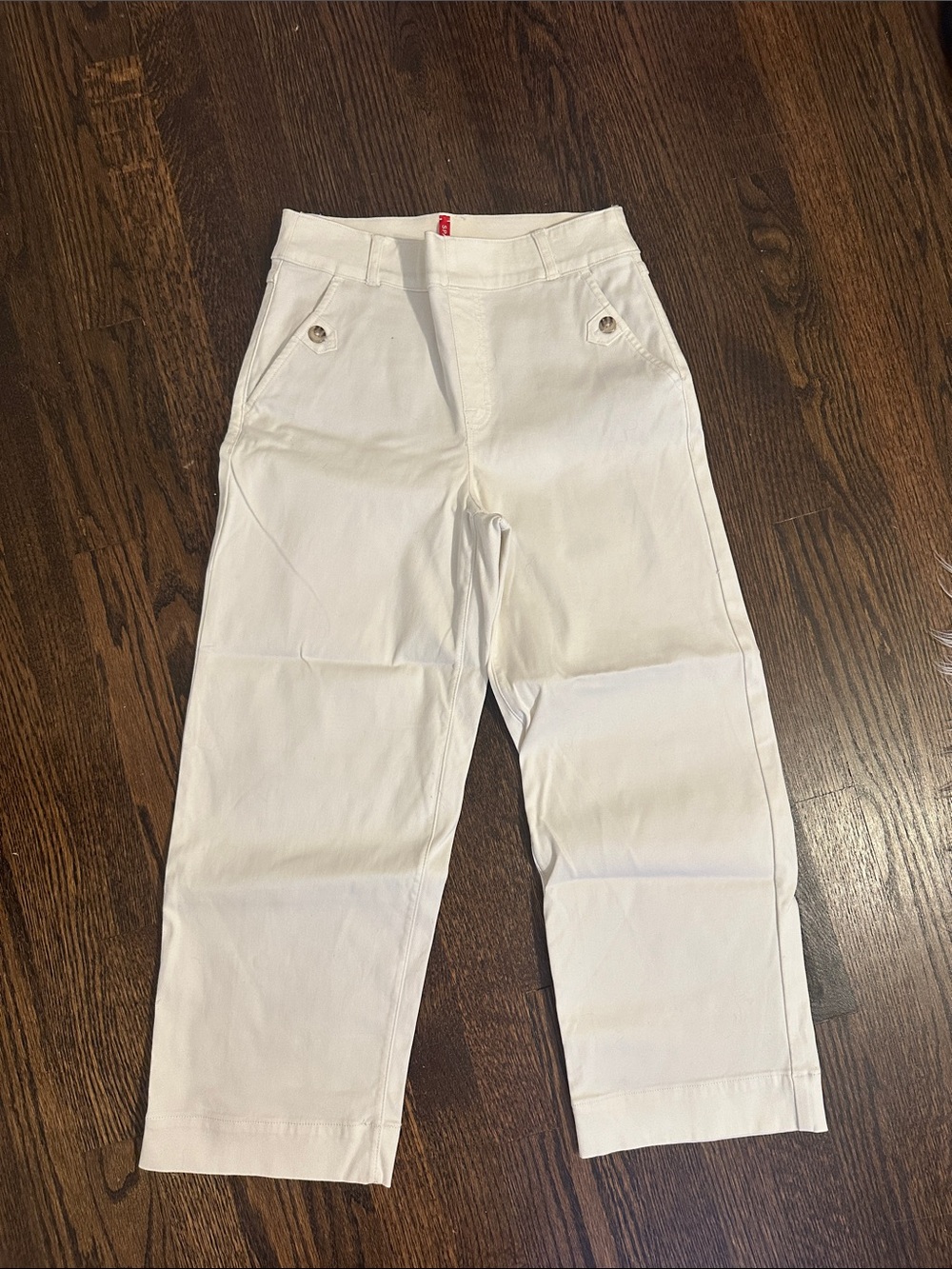 SPANX White Mid-Rise Jeans with button pockets